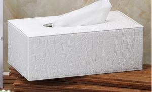 Wood Leather Tissue Box Facial Paper Tissue Box Car Tissue Tin Box (Hx01)